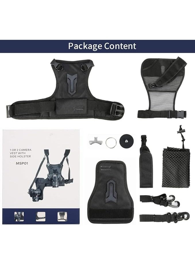 eWINNER Dual Camera Holster Strap for Canon Nikon Multi Carrying Chest Vest - Image 3